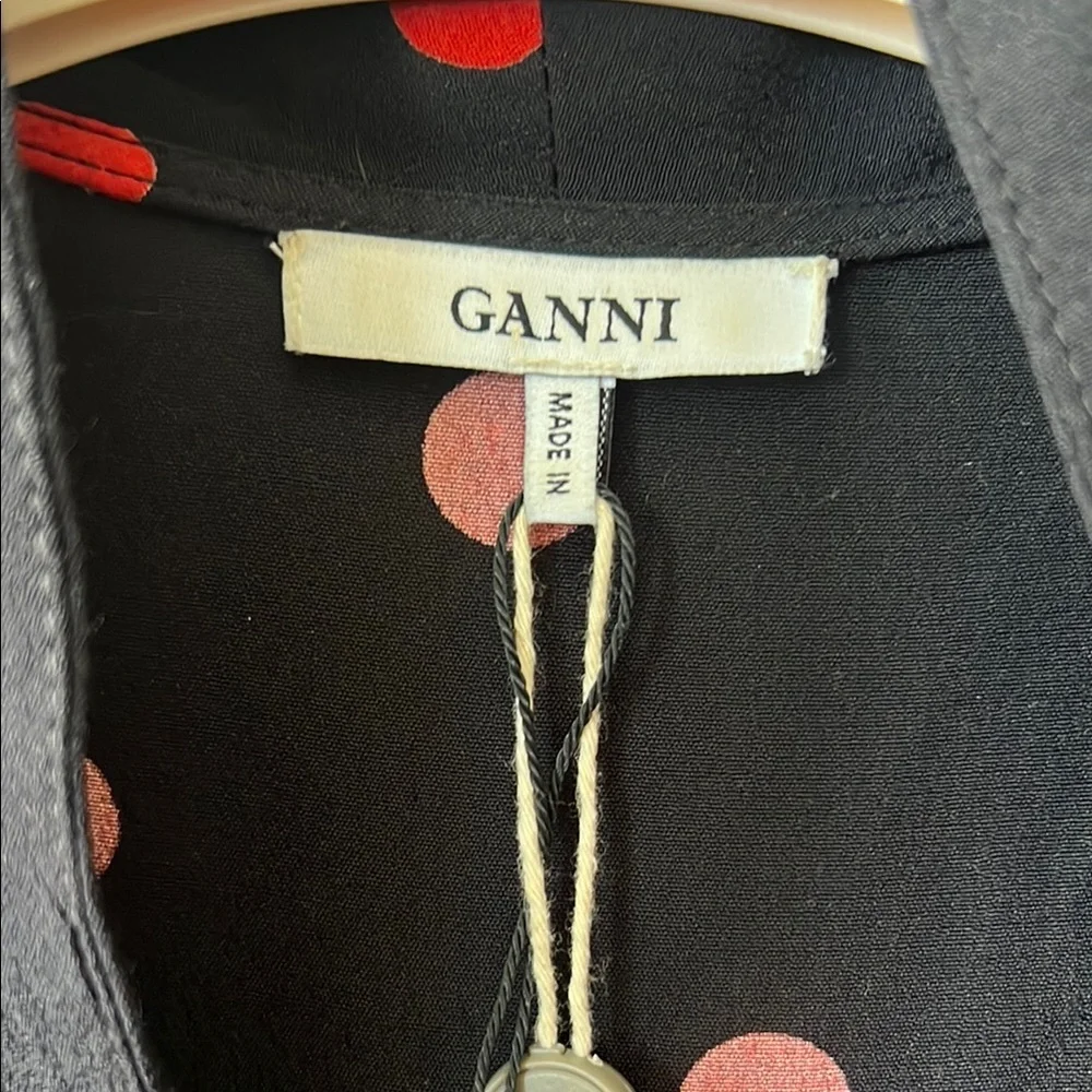 Ganni Black and Red Cowl Neck Wrap Dress - Picture 3 of 8